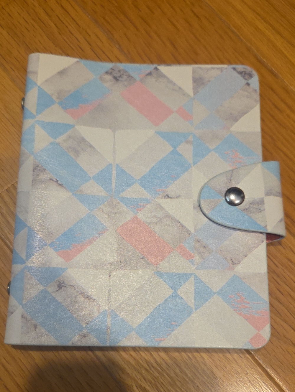 Geometric Leather Pastel Snap Closure Phto Notebook